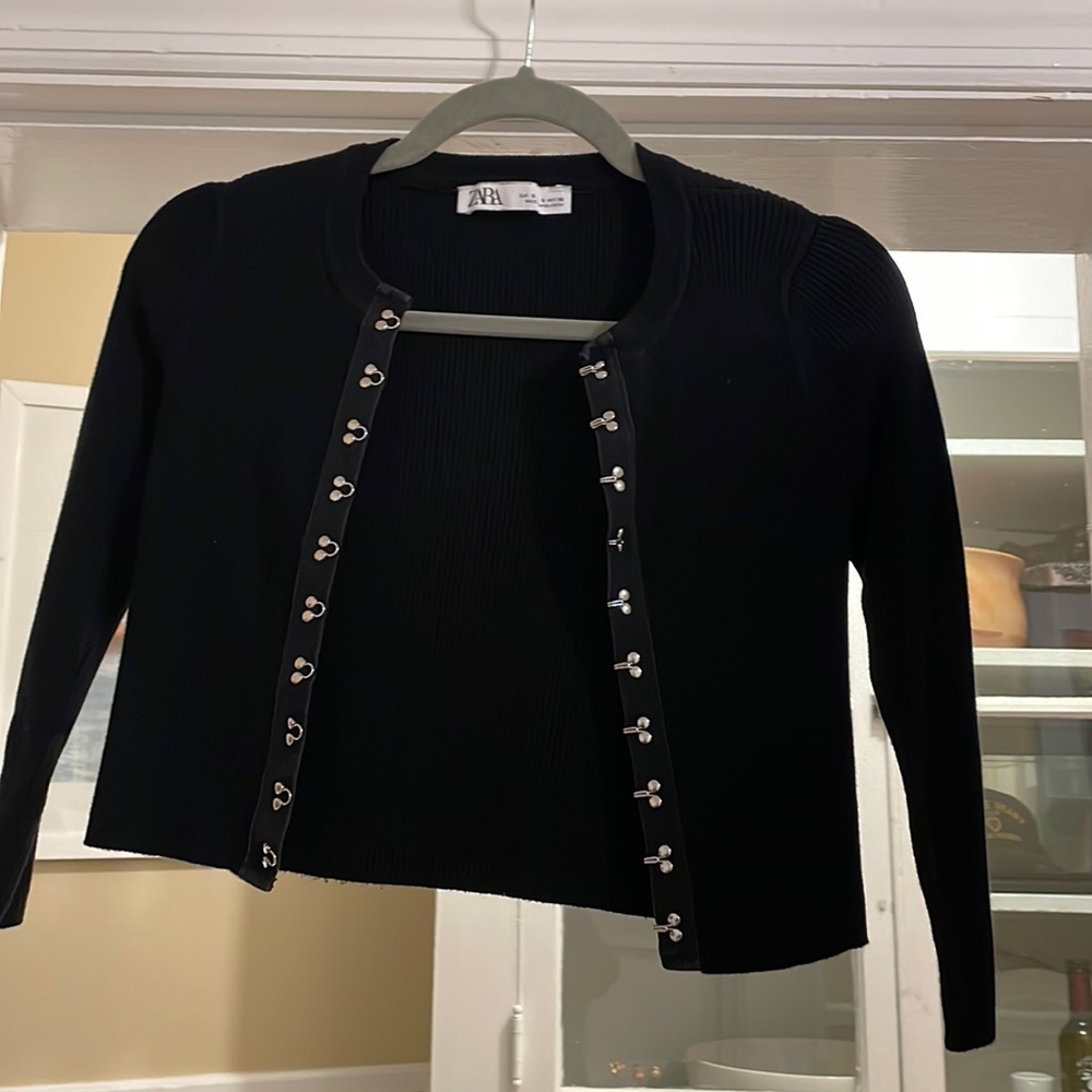 Zara short black cardigan size small